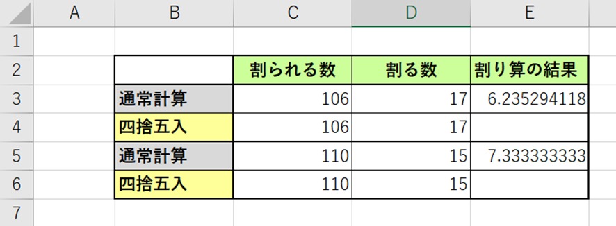 Excel エクセルにて割り算し四捨五入 切り上げ 切り捨てを行う方法 小数点以下の繰り上げなど おでかけラボ